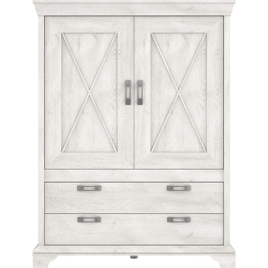 Highboard mit 2 Turen und 2 Schubladen in Weiss, 123 ¡Á 162,3 ¡Á 48,2 cm